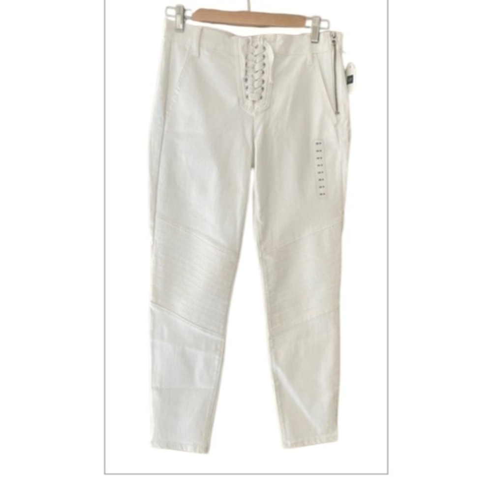 NWT GAP RECYCLED WHITE RETRO MOTO TIE JEANS SIZE 26 R